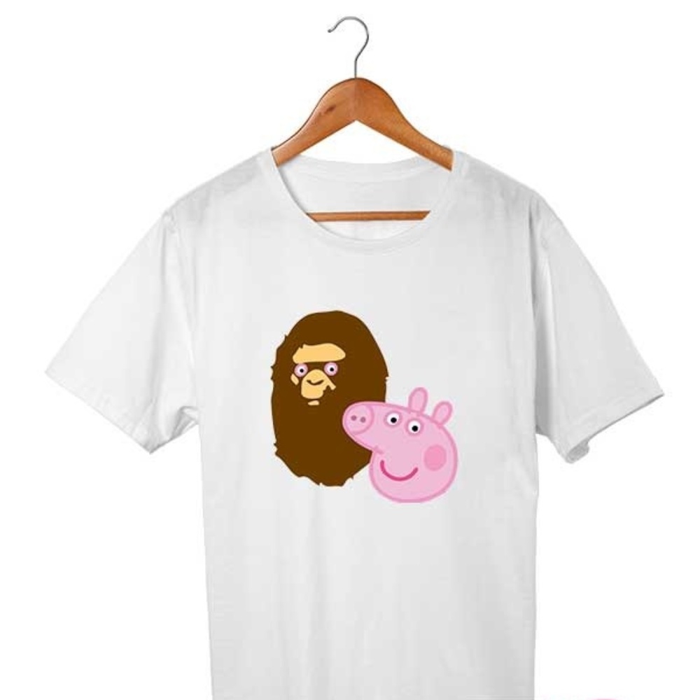 A Bathing Ape Bape Head X Peppa Pig Parody T Shirt